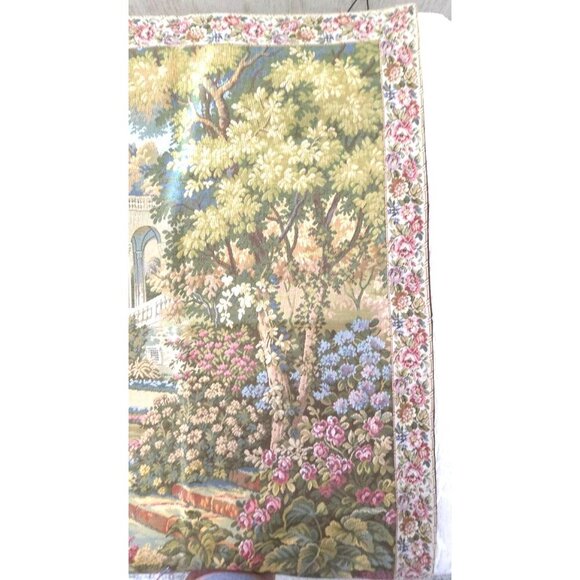 NWT Vintage European Corona Decor Garden Wall Tapestry w/Hooks 33-1/2" x 43" - Picture 3 of 14